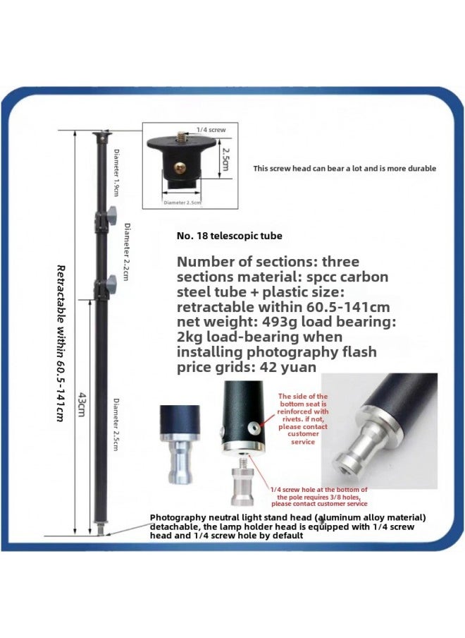 Generic Photography Tripod Central Axle Elevated Pole Frame Lamp Frame Extension Pole Section Telescopic Tube Black Cross Tube For Photography-Body Color:Dark Purple  - Image 1