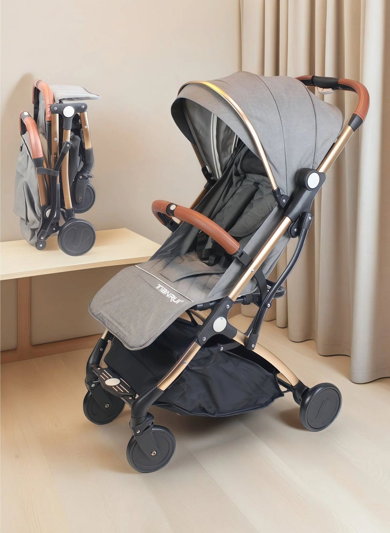One-click Foldable Airplane Ready Travel Stroller Ultra Lightweight with Absorbent Multi Position Reclining Seat Adjustable Canopy Foldable Storage Basket NO.1104 - Image 1