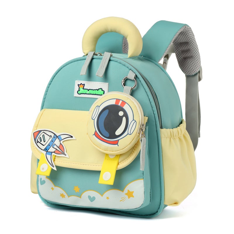 Childrens New Backpack Kindergarten Schoolbag Girls Cute Lightweight Babys Ultra Light Cartoon Boys Backpack Western Style green astronaut 