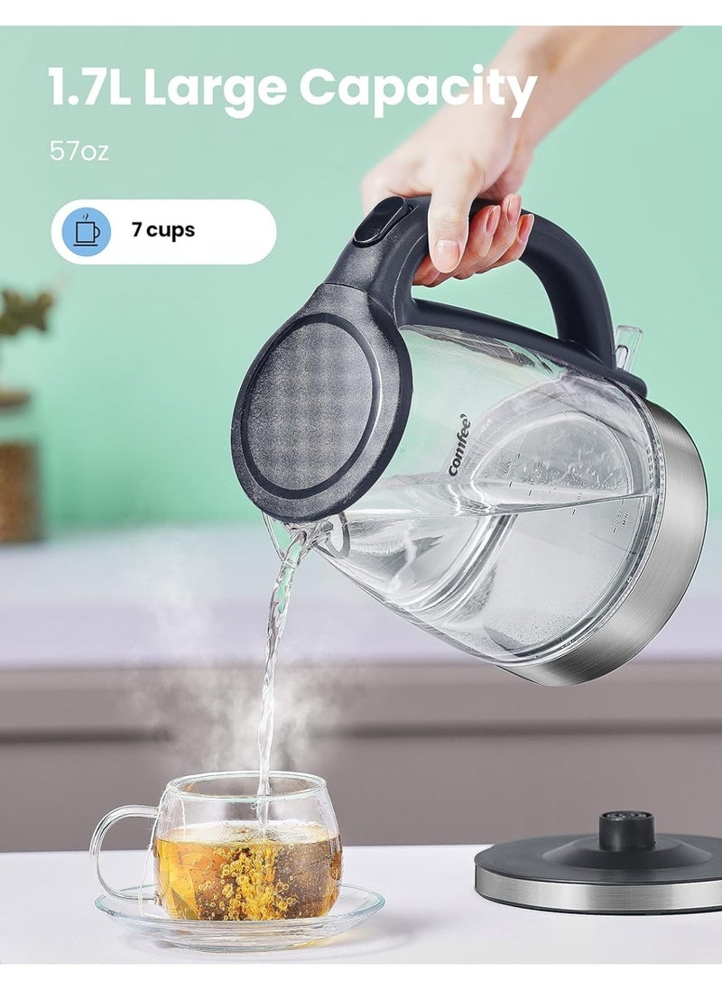 Comfee' COMFEE' Glass Electric Tea Kettle & Hot Water Kettle Electric, 2200 W 1.7L Capacity Electric Kettle with LED Indicator, Fast Boil Auto Shut-Off and Boil-Dry Protection  - Image 2