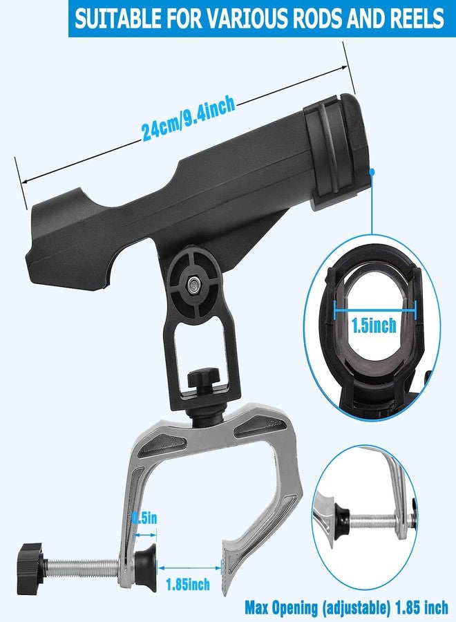 LBW Boat Fishing Rod Holder Clamp on Rod Holder 360 Degree Adjustable Dual-use Fishing Pole Holder for Boat Dock Pontoon Canoe 2 PCS - Image 5