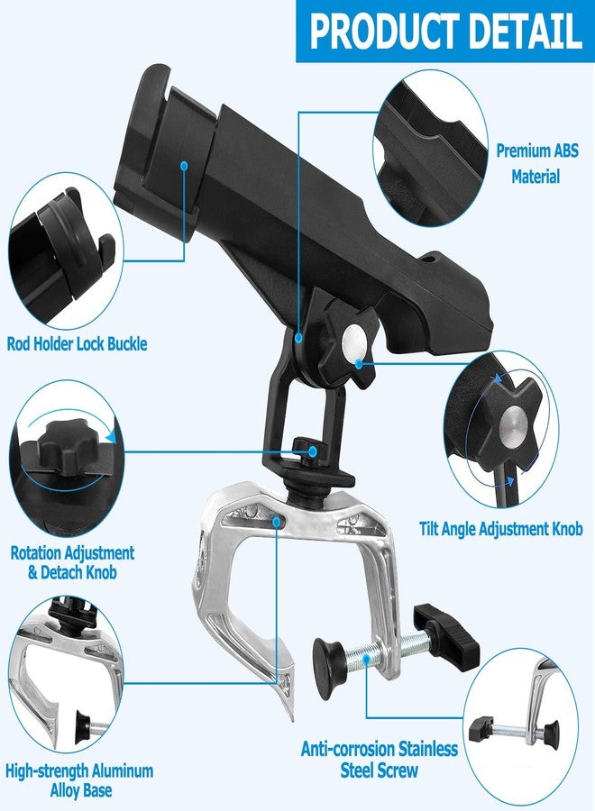 LBW Boat Fishing Rod Holder Clamp on Rod Holder 360 Degree Adjustable Dual-use Fishing Pole Holder for Boat Dock Pontoon Canoe 2 PCS - Image 2