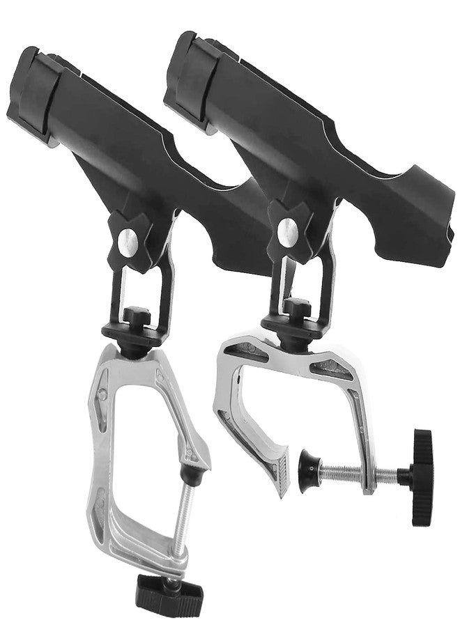 LBW Boat Fishing Rod Holder Clamp on Rod Holder 360 Degree Adjustable Dual-use Fishing Pole Holder for Boat Dock Pontoon Canoe 2 PCS - Image 1