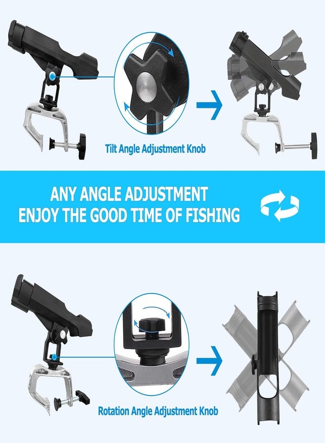LBW Boat Fishing Rod Holder Clamp on Rod Holder 360 Degree Adjustable Dual-use Fishing Pole Holder for Boat Dock Pontoon Canoe 2 PCS - Image 3