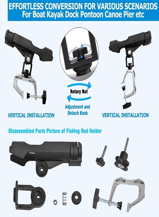 LBW Boat Fishing Rod Holder Clamp on Rod Holder 360 Degree Adjustable Dual-use Fishing Pole Holder for Boat Dock Pontoon Canoe 2 PCS - Image 4