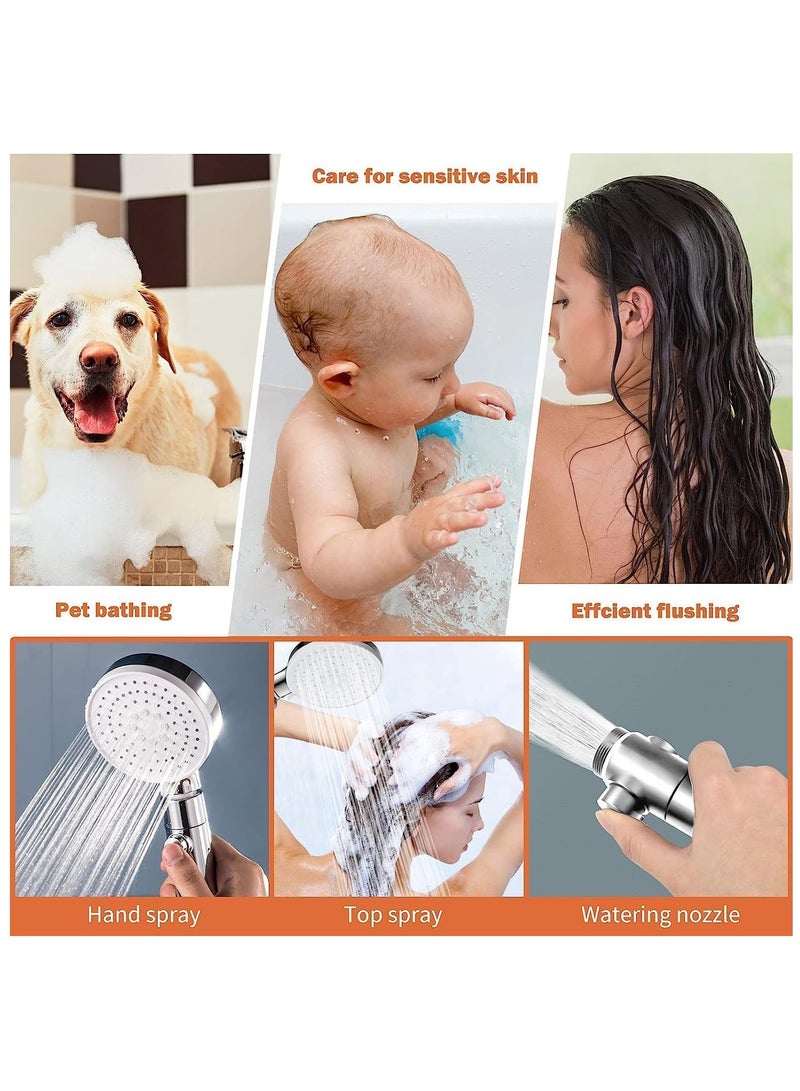 HaHaHai High Pressure Shower Head, Water Saving Hand Shower, 5 Jet Types for Bathing and Spa Handheld Shower Head(Silver) - Image 5