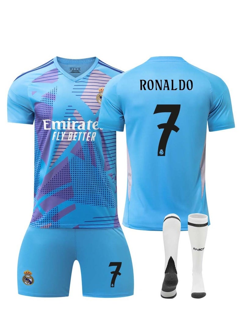 Real Madrid 24-25 Football Kits Ronaldo #7 Fans Football Jersey/Shorts Socks Gift Set Youth Sizes and Adult - Image 1