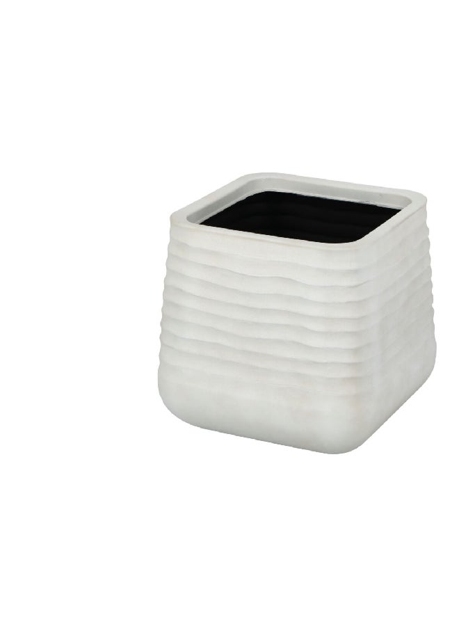 serene Durable Fiberglass Planter Sand White 38 x 37 cm GL8602B.15 - Image 2