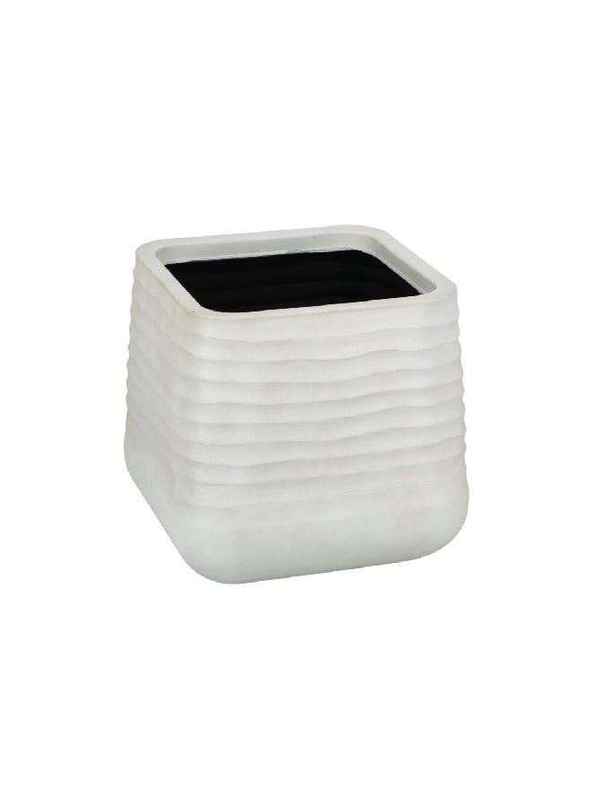 serene Durable Fiberglass Planter Sand White 38 x 37 cm GL8602B.15 - Image 3