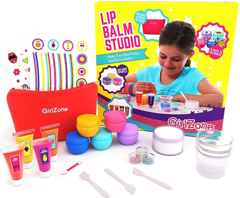 GirlZone Lip Balm Making Kit, 25-Piece Makeup and Lip Gloss Set with Glitters, Stickers & More, Fabulous Girls Toys Age 8 & Great Gift Idea for Kids - Image 1