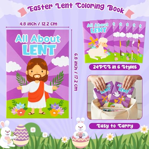 JAPBOR Easter Lent Catholic Crafts Coloring Book 24PCS Religious Christian Mini Color Books Bulk for Kids Children Colouring Page Games Activity for Sunday School Classroom Church Party Favor - Image 5