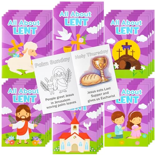 JAPBOR Easter Lent Catholic Crafts Coloring Book 24PCS Religious Christian Mini Color Books Bulk for Kids Children Colouring Page Games Activity for Sunday School Classroom Church Party Favor - Image 1