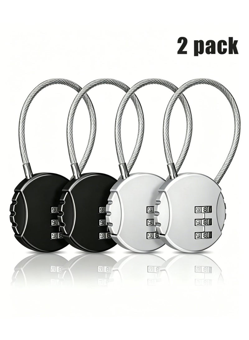 2 Pieces 3 Digit Combo Number Locks, Combination Locks, Luggage Lock Waterproof Travel Padlocks for School Gate Fence Cabinet Toolbox Suitcase Gym, Hasp Storage (Black, Silver ) - Image 1