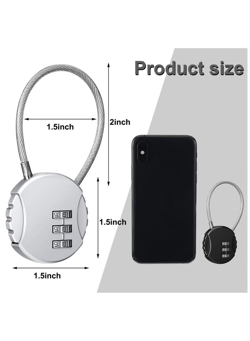 2 Pieces 3 Digit Combo Number Locks, Combination Locks, Luggage Lock Waterproof Travel Padlocks for School Gate Fence Cabinet Toolbox Suitcase Gym, Hasp Storage (Black, Silver ) - Image 2