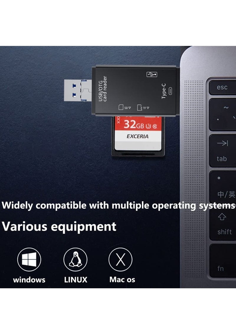 joyzzz - SD Card Reader, 6-in-1 USB C/Micro/USB Memory Reader Camera Viewer, USB 3.0 SD Card Reader Adapter Used for SD-3C SD Micro SD TF SDXC SDHC MMC RS-MMC Micro SDXC Micro SDHC UHS-I - Image 1