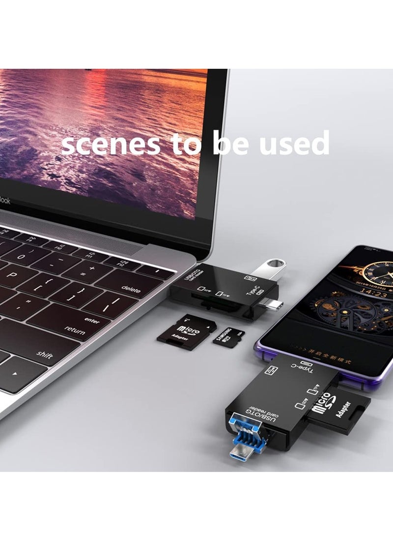 joyzzz - SD Card Reader, 6-in-1 USB C/Micro/USB Memory Reader Camera Viewer, USB 3.0 SD Card Reader Adapter Used for SD-3C SD Micro SD TF SDXC SDHC MMC RS-MMC Micro SDXC Micro SDHC UHS-I - Image 1