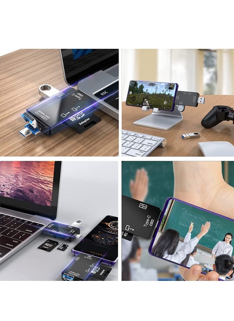joyzzz - SD Card Reader, 6-in-1 USB C/Micro/USB Memory Reader Camera Viewer, USB 3.0 SD Card Reader Adapter Used for SD-3C SD Micro SD TF SDXC SDHC MMC RS-MMC Micro SDXC Micro SDHC UHS-I - Image 1