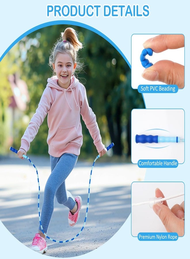 PEASUG Jump Rope for Kids, Adjustable Jump Ropes for 4 5 6 7 8 10 12, Tangle Free Jumping Rope Age 8-12, Segmented Soft Beaded Skipping Rope for Women Fitness (Green and Blue) - Image 3