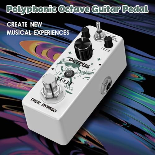 AFOT Polyphonic Octave Guitar Pedal, Digital Octave Mini Pedal,3 Modes Octave Shifter with Top/Both/Bottom Selection, Compact & Practical Aluminum Build, True Bypass for Electric Guitar - Image 2