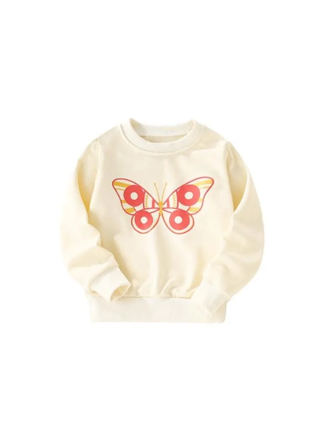 YUNIQEE Cream Printed Long Sleeve Crew Neck T-Shirt