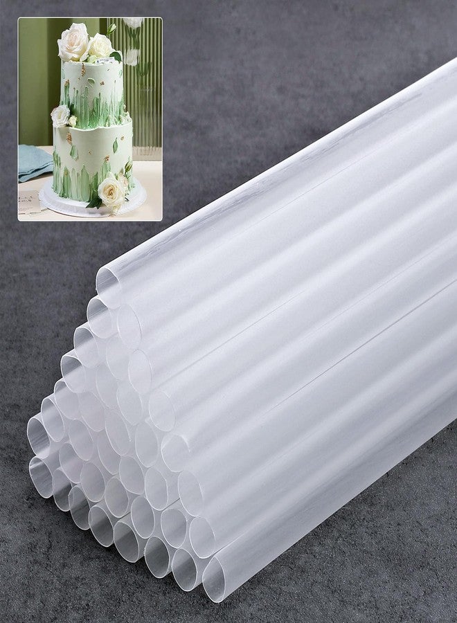 YINCL 50 Pcs Cake Dowel Rods - 9.5" Long 0.4" Diameter Plastic Straws Cake Dowels for Tiered Cakes, Cake Supports Cake Tier Stacking Kit - Image 1