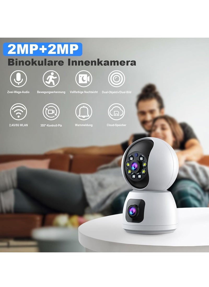 JAJEEK - Dual Lens Indoor Security Camera – 360° Rotation, WiFi Wireless Smart Security Camera with Motion Tracking, Extended Viewing Angle, Dual Screen, Audio, and Mobile Alerts – Enhanced Home Monitoring and Protection - Image 1