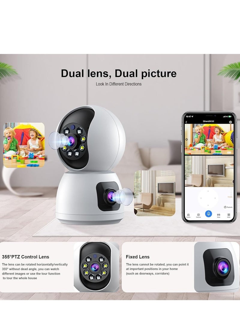 JAJEEK - Dual Lens Indoor Security Camera – 360° Rotation, WiFi Wireless Smart Security Camera with Motion Tracking, Extended Viewing Angle, Dual Screen, Audio, and Mobile Alerts – Enhanced Home Monitoring and Protection - Image 1