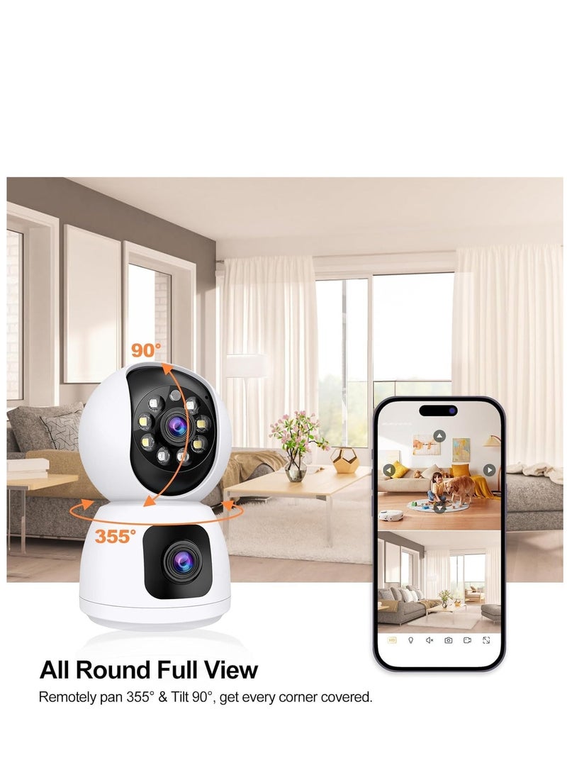 JAJEEK - Dual Lens Indoor Security Camera – 360° Rotation, WiFi Wireless Smart Security Camera with Motion Tracking, Extended Viewing Angle, Dual Screen, Audio, and Mobile Alerts – Enhanced Home Monitoring and Protection - Image 1