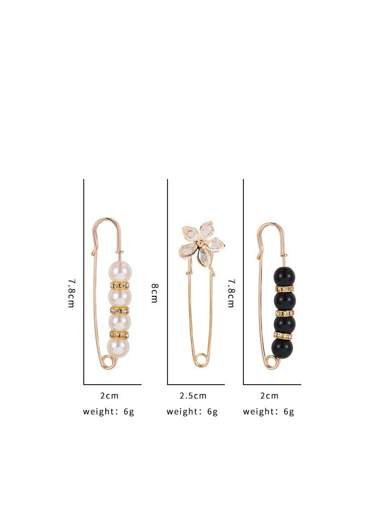 13Pcs Pearl Brooches, Fashion Sweater Shawl Clips Muslim Scarf Hijab Pins, Imitation Pearl Collar Waist Pants Safety Pins For Women Girls, Neckline Pins Clothing Dress Decorative Accessories - Image 5