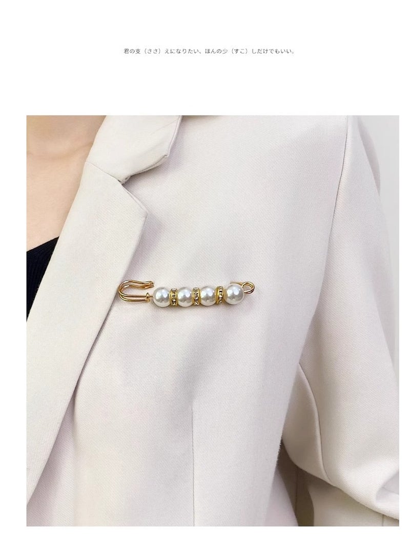 13Pcs Pearl Brooches, Fashion Sweater Shawl Clips Muslim Scarf Hijab Pins, Imitation Pearl Collar Waist Pants Safety Pins For Women Girls, Neckline Pins Clothing Dress Decorative Accessories - Image 3