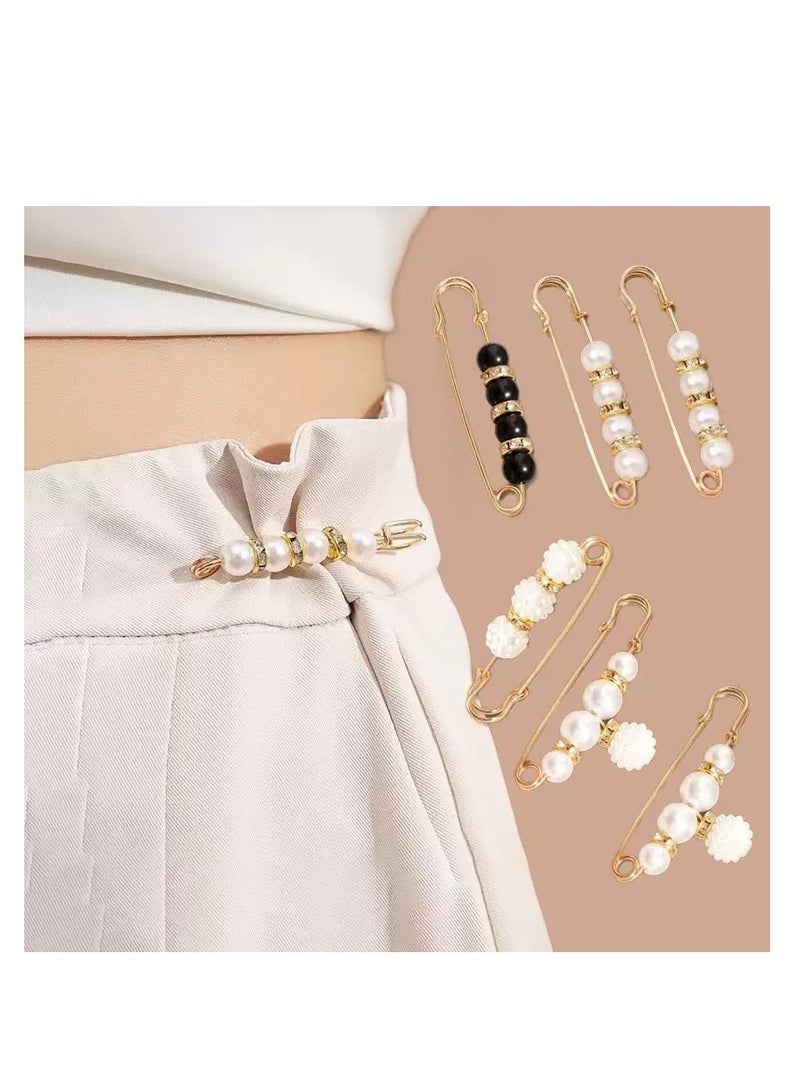 13Pcs Pearl Brooches, Fashion Sweater Shawl Clips Muslim Scarf Hijab Pins, Imitation Pearl Collar Waist Pants Safety Pins For Women Girls, Neckline Pins Clothing Dress Decorative Accessories - Image 4