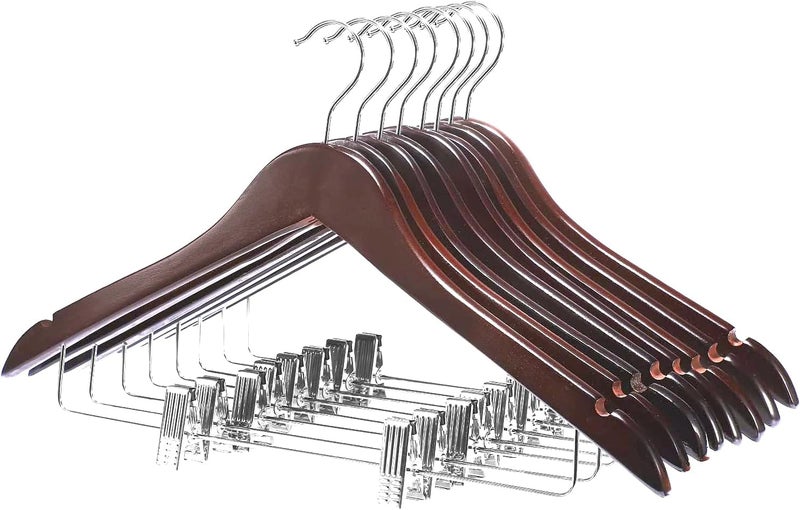 HOUSE DAY Pack of 12 Cheery Color Wooden Suit Hangers with Clips - Image 1