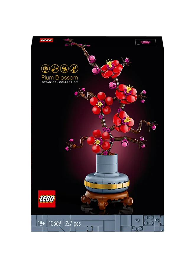 ليغو قطعة عرض ديكور الزهور زهر البرقوق من LEGO® Icons، هدية نبات لا يحتاج إلى عناية، مجموعة بناء تشكيلة النباتات للبالغين، أنشطة استرخاء لمحبّي الزهور 10369 (327 قطعة)
