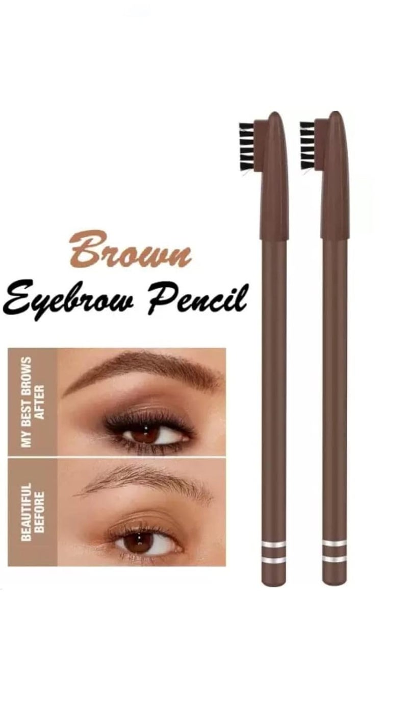 smudge proof Eyebrow Pencil with Brush water proof Eyebrow Definer Pencil Shade brown 6g Pack of 2 - Image 2