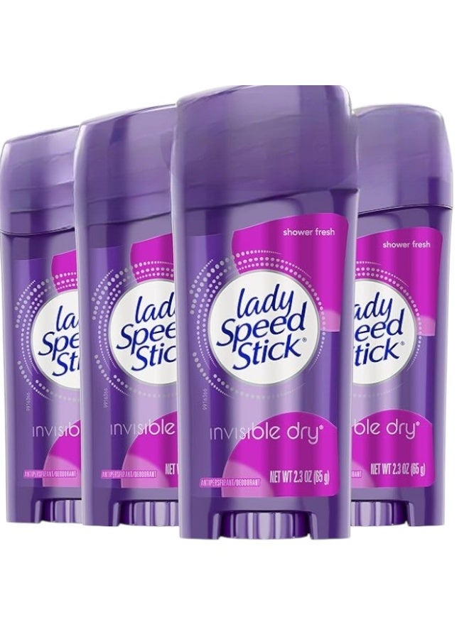 Lady Speed Stick مزيل العرق الجاف غير المرئي، رائحة الاستحمام، 2.3 أونصة، عبوة 4 - Image 1