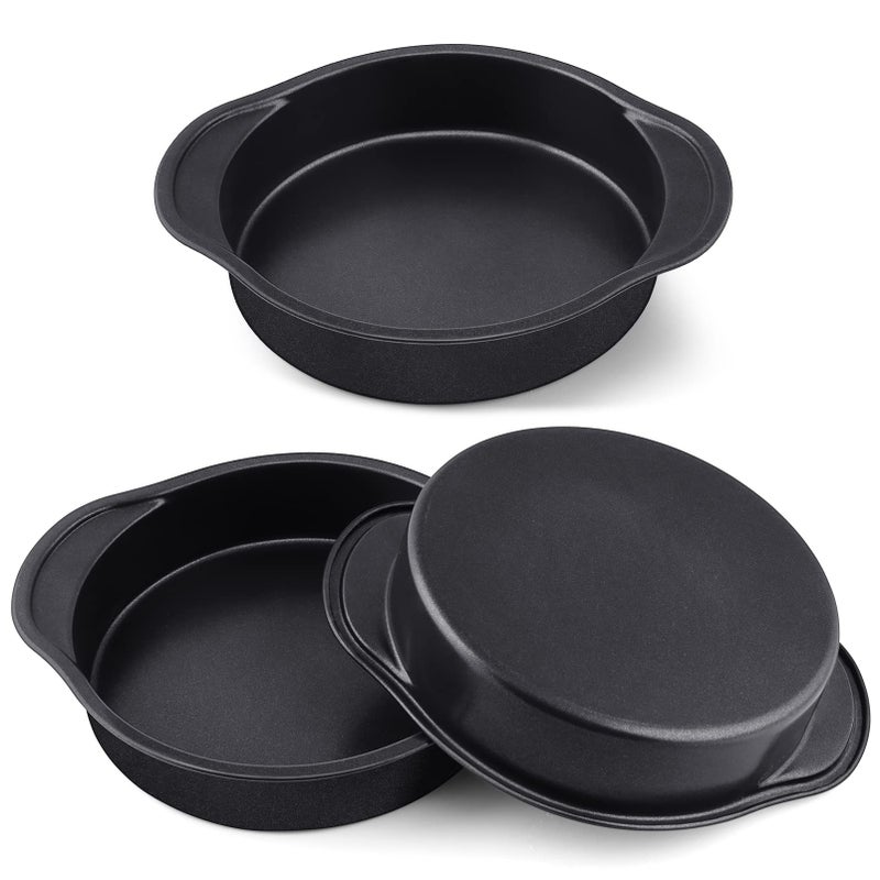 TeamFar TeamFar 8 inch Cake Pan Metal Cake Pans Round Baking Pan Set of 3 with Stainless Steel Core  Non Stick Coating for Birthday Wedding Tiered Cakes Nontoxic  Wide Handles Oven Safe  Straight Side