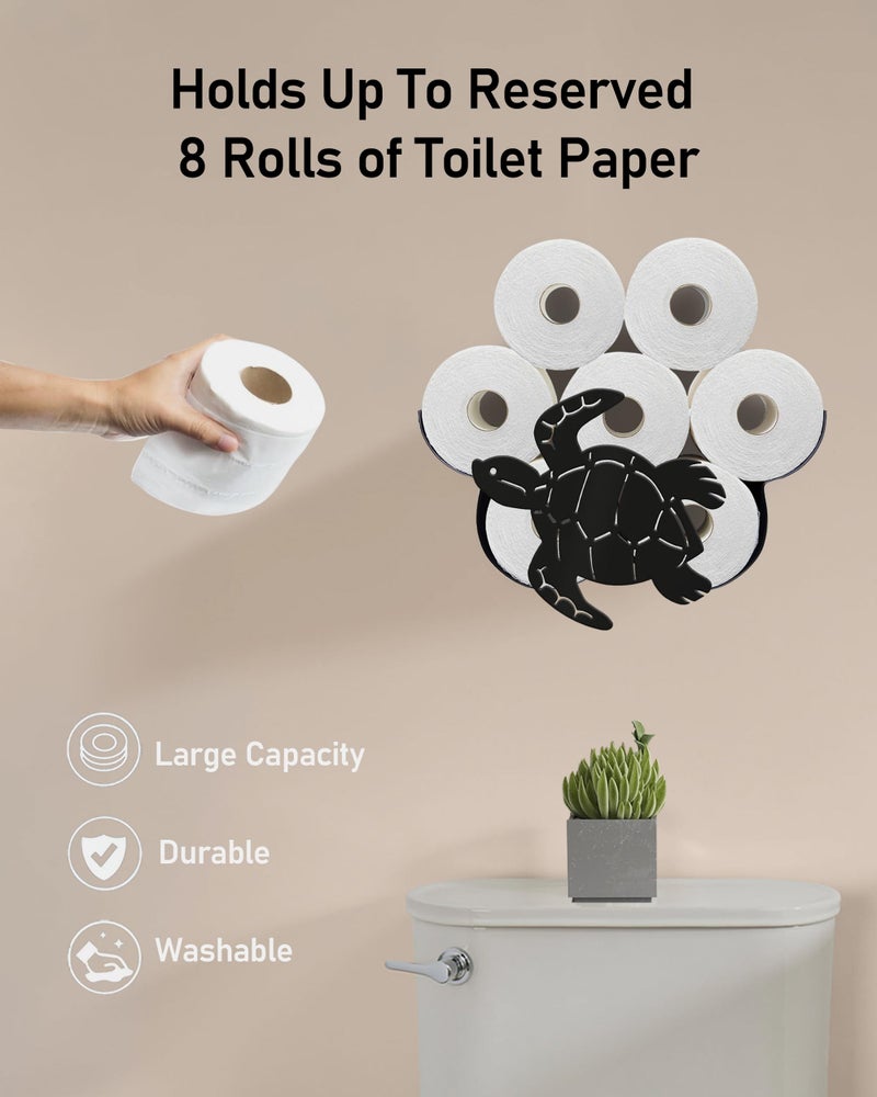 Wigag Sea Turtle Toilet Paper Holder for Extra 8 Rolls  Funny Decorative Toilet Paper Storage Wall Mounted  Farmhouse Bathroom Animal Decor Accessoris Storage Cabinet - Image 2