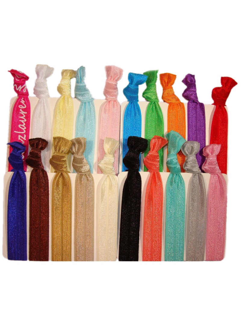 Kenz Laurenz Kenz Laurenz Hair Ties Ponytail Holders - 20 Pack "Solid Assortment" No Crease Ouchless Elastic Styling Accessories Pony Tail Holder Ribbon Bands 