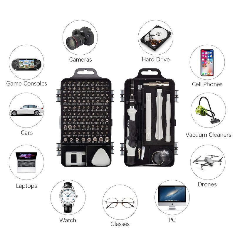 HPMAISON 115 in 1 Precision Screwdriver Set Magnetic Mini Screwdriver Set DIY Hand Work Repair Tools Kit for iPhone Laptop PC Watch Glasses and Other Electronics Small Screwdriver Kit with Case - Image 5