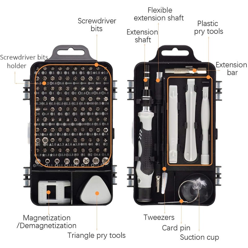 HPMAISON 115 in 1 Precision Screwdriver Set Magnetic Mini Screwdriver Set DIY Hand Work Repair Tools Kit for iPhone Laptop PC Watch Glasses and Other Electronics Small Screwdriver Kit with Case - Image 4