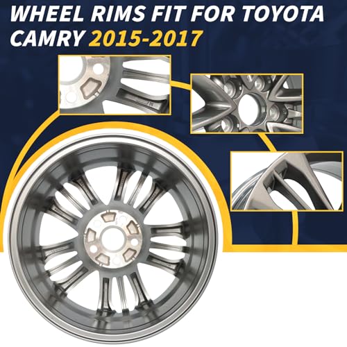 LUNEGUE New 17"*7" Grey Alloy Wheel Rim Fits For 2015 2016 2017 Toyota Camry 17 Inch, Direct Fit, OEM Design Replacement Rim, 17" Single NEW 17x7 Alloy Wheels - Image 2