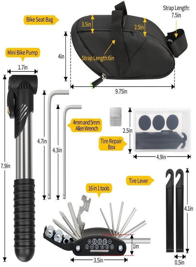PXZBLG Bike Repair Kit, Bike Seat Bag, Waterproof Bicycle Saddle Bag, 16-in-1 Bike Multitool, Bicycle Tire Repair Kit, 4mm and 5mm Allen Wrenches for Mountain Road Bike, MTB - Image 5