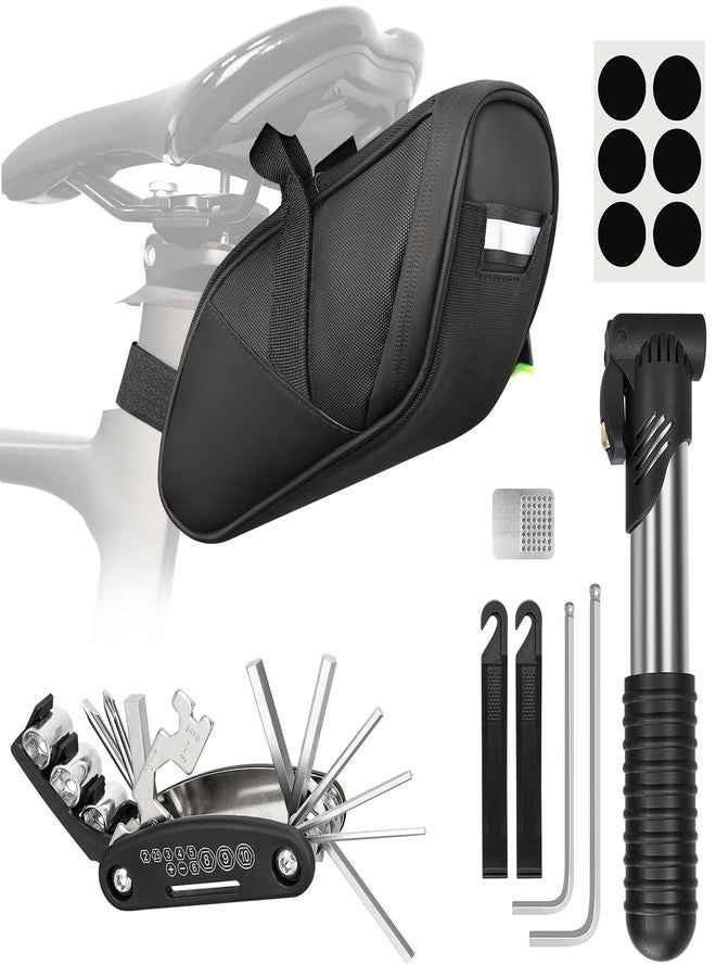 PXZBLG Bike Repair Kit, Bike Seat Bag, Waterproof Bicycle Saddle Bag, 16-in-1 Bike Multitool, Bicycle Tire Repair Kit, 4mm and 5mm Allen Wrenches for Mountain Road Bike, MTB - Image 1