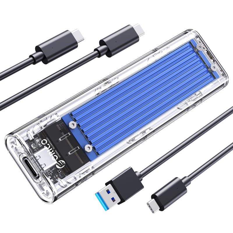 ORICO NVME Case, M.2 SSD USB C Case 10Gbps, PCIe USB 3.2 Gen2 External Adapter, M2 NVMe M-Key/M+B Key Solid State Drive Dimensions 2230/2242/2260/2280, UASP Trim (TCM2 Blue)