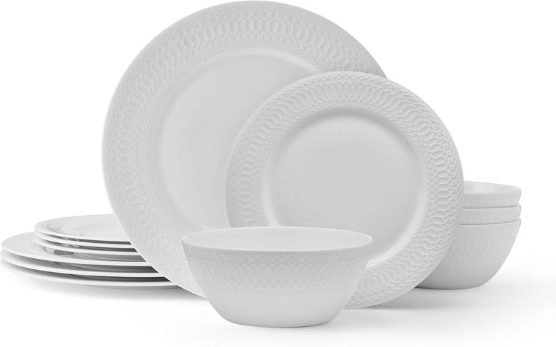 Mikasa طقم أدوات مائدة مكون من 12 قطعة من ميكاسا ليفي من البورسلين الخفيف المقاوم للكسر لخدمة 4 أشخاص - Image 1