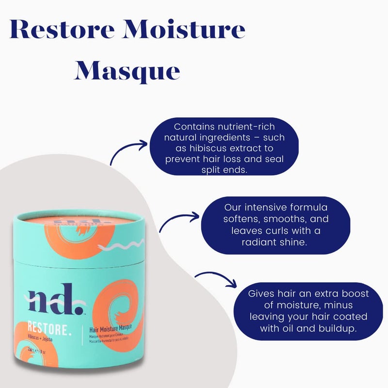 Naturally Drenched Restore Moisture Masque, For Deep Conditioning Dry, Damaged or Color Treated Hair | Moisturizes Straight, Wavy and Curly Hair | Vegan, Phalate & Paraben-Free | 8.5 Ounces - Image 2