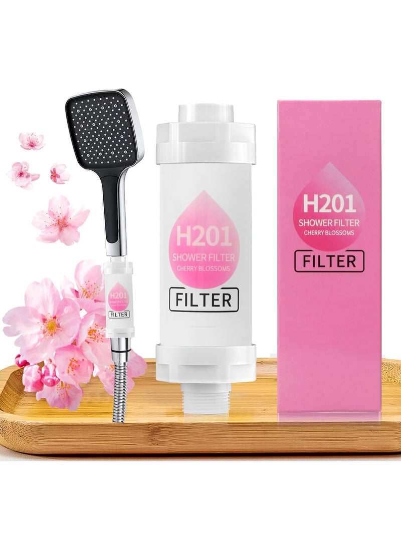 H201 Shower Soaker, Vitamin C Shower Head Filter, Hard Water Softener, Chlorine and Fluoride Shower Filter, Water Purification Filter Shower Head with Beads, Healthy Skin, Easy Install  - Image 1