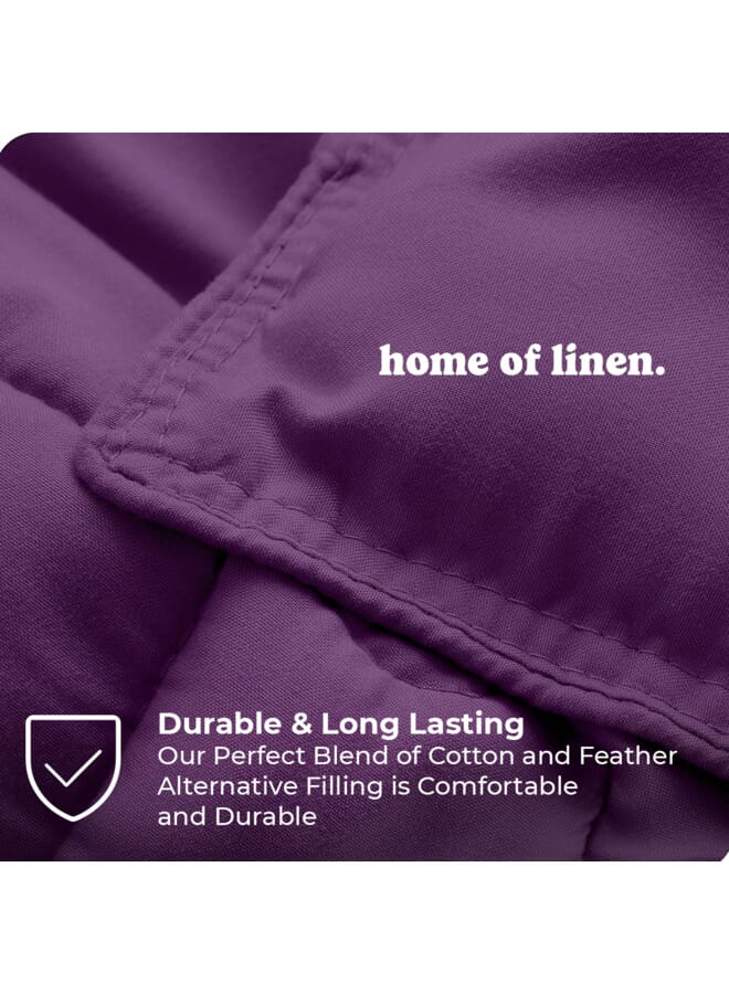 Home of linens Cotton - Plain - 3 Pieces Heavy Comforter Set - 4Kgs - Down Alternative Filling - (For Matress 180cm/200cm) - Size  (250cm x 240cm) + 2 Pillow Case Covers (50cm x 70cm) - Mauve - Image 3