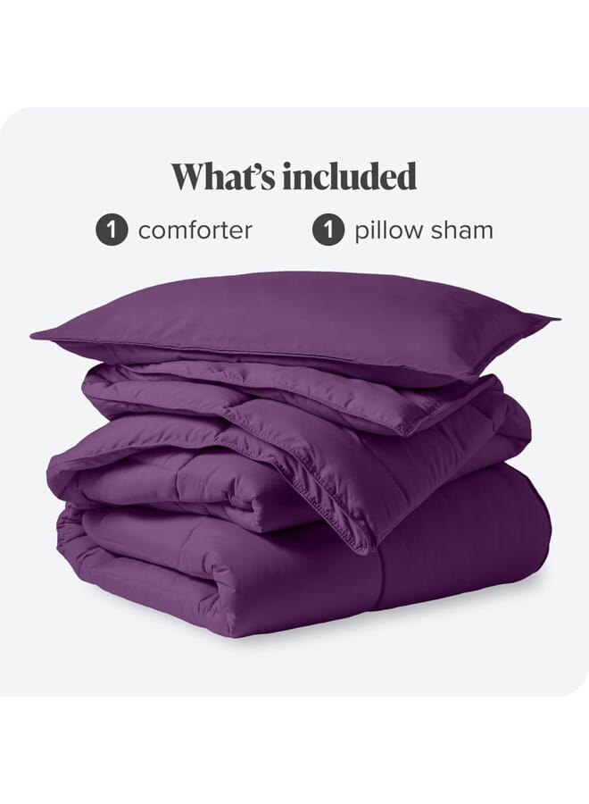 Home of linens Cotton - Plain - 3 Pieces Heavy Comforter Set - 4Kgs - Down Alternative Filling - (For Matress 180cm/200cm) - Size  (250cm x 240cm) + 2 Pillow Case Covers (50cm x 70cm) - Mauve - Image 4