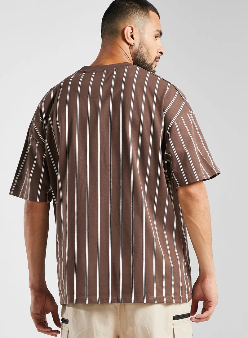 Karl Kani Small Signature Boxy Heavy Pinstripe T-Shirt